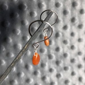Argentium and Carnelian Drop Earrings